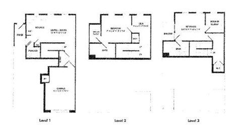 Three schematic diagrams, each labeled Level 1, Level 2, and Level 3, respectively.